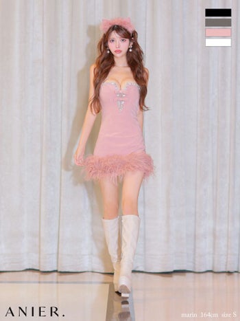 コスプレ anier.ROBE アニエルローブ 猫 アニマル ファー セクシー リボン キャミソール タイトミニドレス