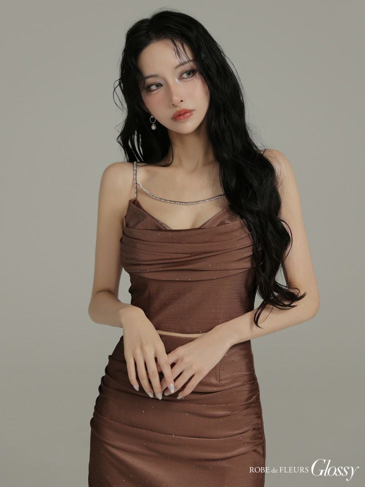 Glossy by ROBE de FLEURS/グロッシー】キャミソール ドレープ サテン