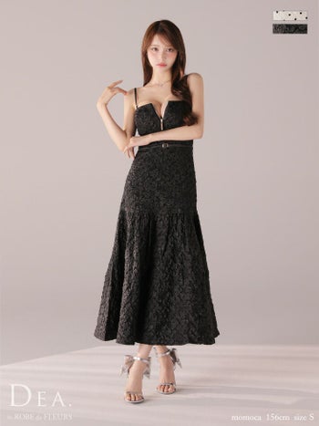 キャバドレス DEA.by ROBE de FLEURS ディア キャミソール ジップデザイン ウエストベルト ジャガード ドット柄 エレガント マーメイドロングドレス