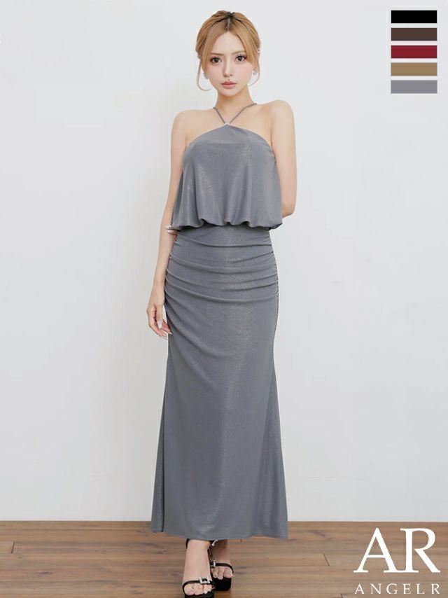 キャバドレス Angel R エンジェルアール チャーム ラメ エレガント ホルターネック タイトロングドレス