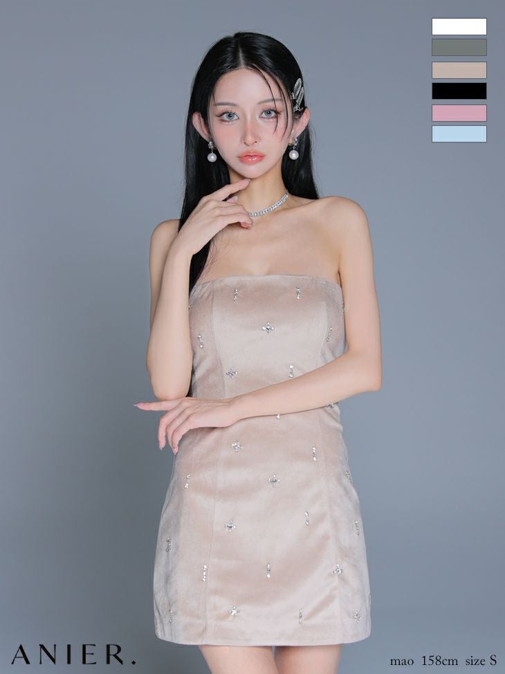 キャバドレス anier.ROBE アニエルローブ シンプル ベア バックオープン ビジュー セクシー タイトミニドレス