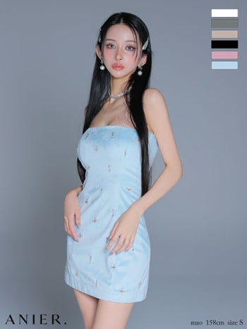 キャバドレス anier.ROBE アニエルローブ シンプル ベア ビジュー バックオープン セクシー タイトミニドレス