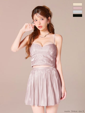 キャバドレス ROBEdeFLEURS ローブドフルール キャミソール セットアップ オーガンジー チュール ベアトップ ドーリー フレアミニドレス