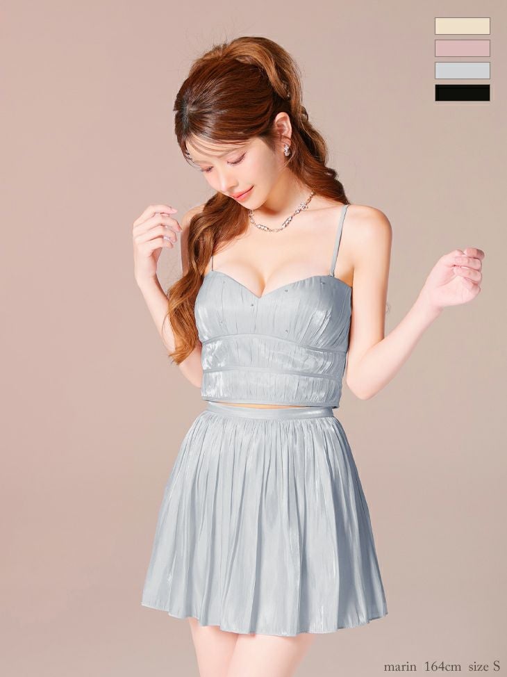 キャバドレス ROBEdeFLEURS ローブドフルール キャミソール セットアップ オーガンジー チュール ベアトップ ドーリー フレアミニドレス