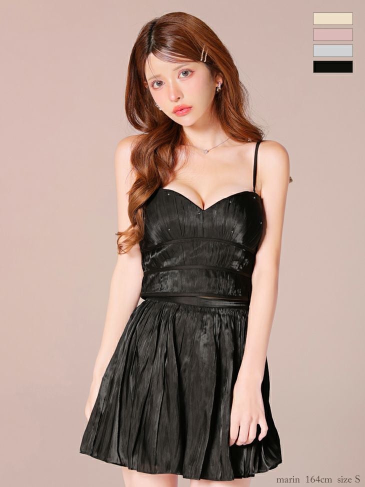 キャバドレス ROBEdeFLEURS ローブドフルール キャミソール ベアトップ ドーリー セットアップ オーガンジー チュール フレアミニドレス