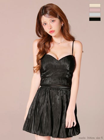 キャバドレス ROBEdeFLEURS ローブドフルール キャミソール ベアトップ ドーリー セットアップ オーガンジー チュール フレアミニドレス