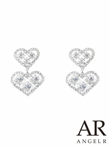 アクセサリー Angel R エンジェルアール ダブルハート フェミニン ストーン イヤリング
