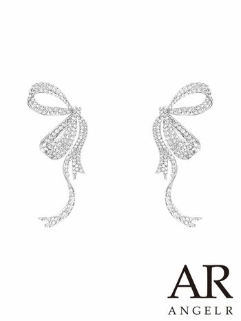アクセサリー Angel R エンジェルアール リボンモチーフ ラインストーン フェミニン ピアス or イヤリング