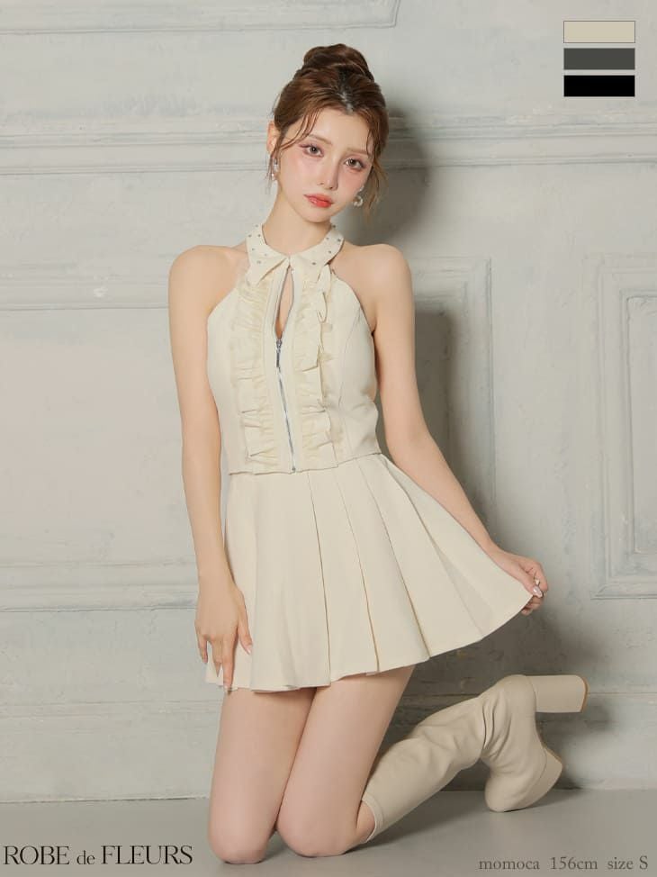 ROBEdeFLEURS/ローブドフルール】ガーリー 襟付き ホルターネック