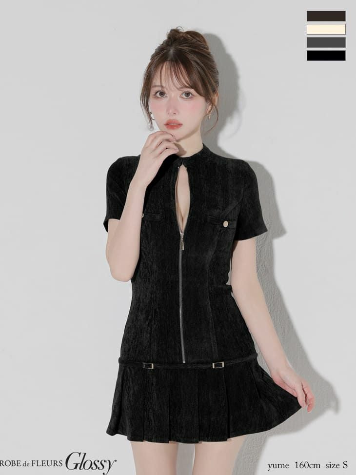 Glossy by ROBE de FLEURS/グロッシー】セクシー 半袖 ジップデザイン