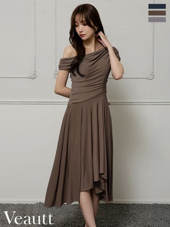 キャバドレス Veautt ヴュート アシンメトリー ドレープ ワンショルダー エレガント Aラインロングドレス