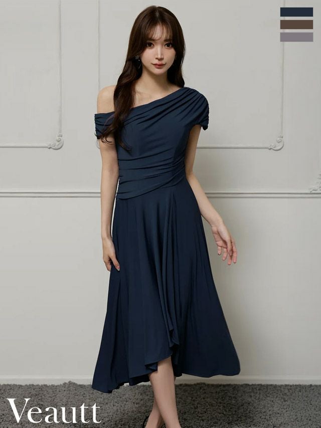 キャバドレス Veautt ヴュート アシンメトリー ドレープ ワンショルダー エレガント Aラインロングドレス
