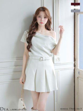 キャバドレス DEA. ROBE de FLEURS ディア ローブドフルール セットアップ ウエストベルト オフショルダー ドレープ 半袖 フレアミニドレス