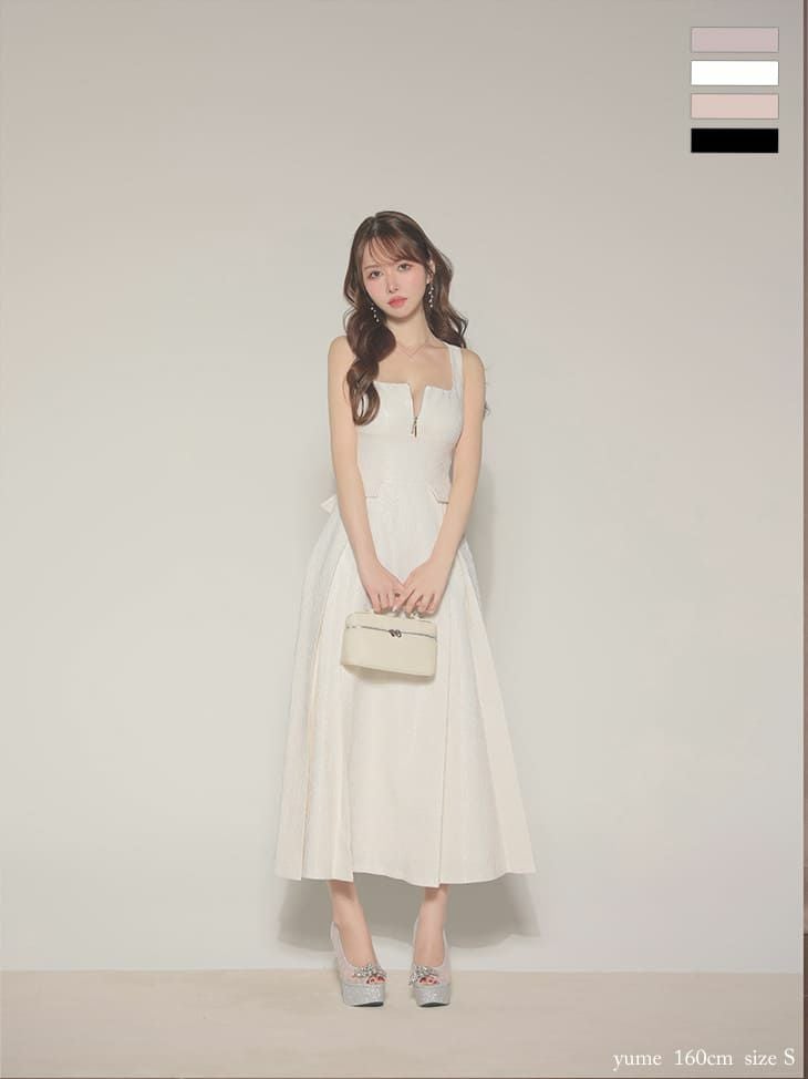 キャバドレス ROBEdeFLEURS ローブドフルール バックリボン バックオープン ノースリーブ ラメツイル ジップデザイン エレガント Aラインロングドレス