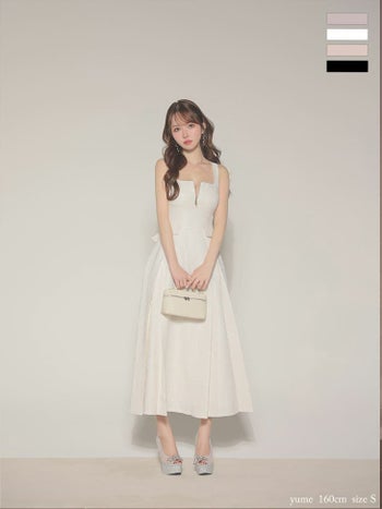 キャバドレス ROBEdeFLEURS ローブドフルール バックリボン バックオープン ノースリーブ ラメツイル ジップデザイン エレガント Aラインロングドレス