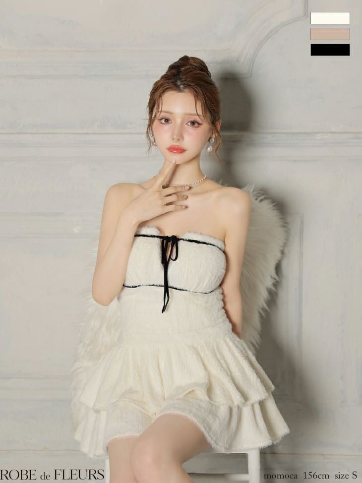 人気韓国系RANS tiara ベアトップドレス　robe de fleurs ROBEdeFLEURS/ローブドフルール】ベアトップ ジャギーニット