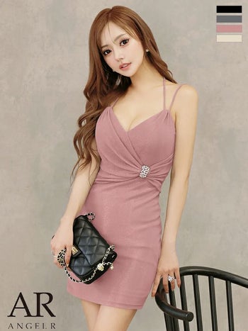 キャバドレス Angel R エンジェルアール オープンバスト ツイストデザイン ビジュー キャミソール ホルターネック タイトミニドレス