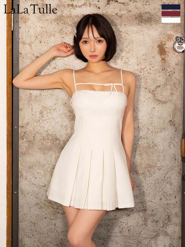 Angel R/エンジェルアール】リボン プリーツ ガーリー キャミソール