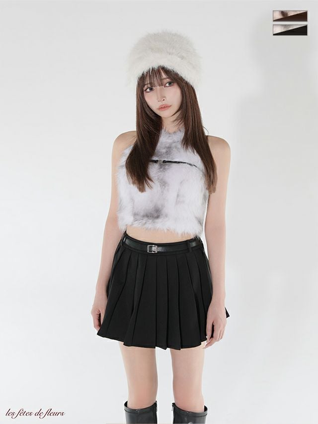 キャバドレス ROBEdeFLEURS ローブドフルール セットアップ プリーツ ファートップス ウエストベルト ホルターネック フレアミニドレス