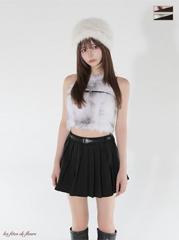 キャバドレス ROBEdeFLEURS ローブドフルール セットアップ プリーツ ファートップス ウエストベルト ホルターネック フレアミニドレス