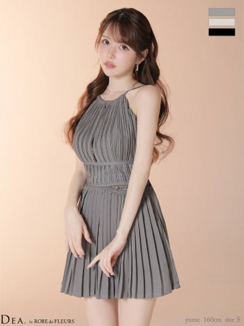 キャバドレス DEA. ROBE de FLEURS ディア ローブドフルール　 ホルターネック プリーツ　ティアード ジップデザイン ハイネック エレガント フレアミニドレス