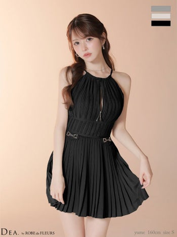 キャバドレス DEA. ROBE de FLEURS ディア ローブドフルール ジップデザインホルターネック ティアード プリーツ ハイネック エレガント フレアミニドレス