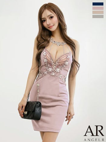 キャバドレス Angel R エンジェルアール バストシアー セクシー アッパーフラワー ホルターネック タイトミニドレス