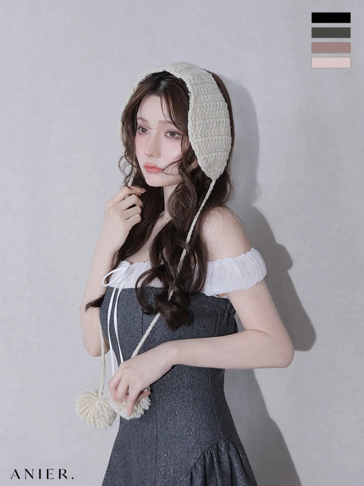 キャバドレス ANIER. アニエル オフショルダー ガーリー グリッター シフォン リボン フレアミニドレス