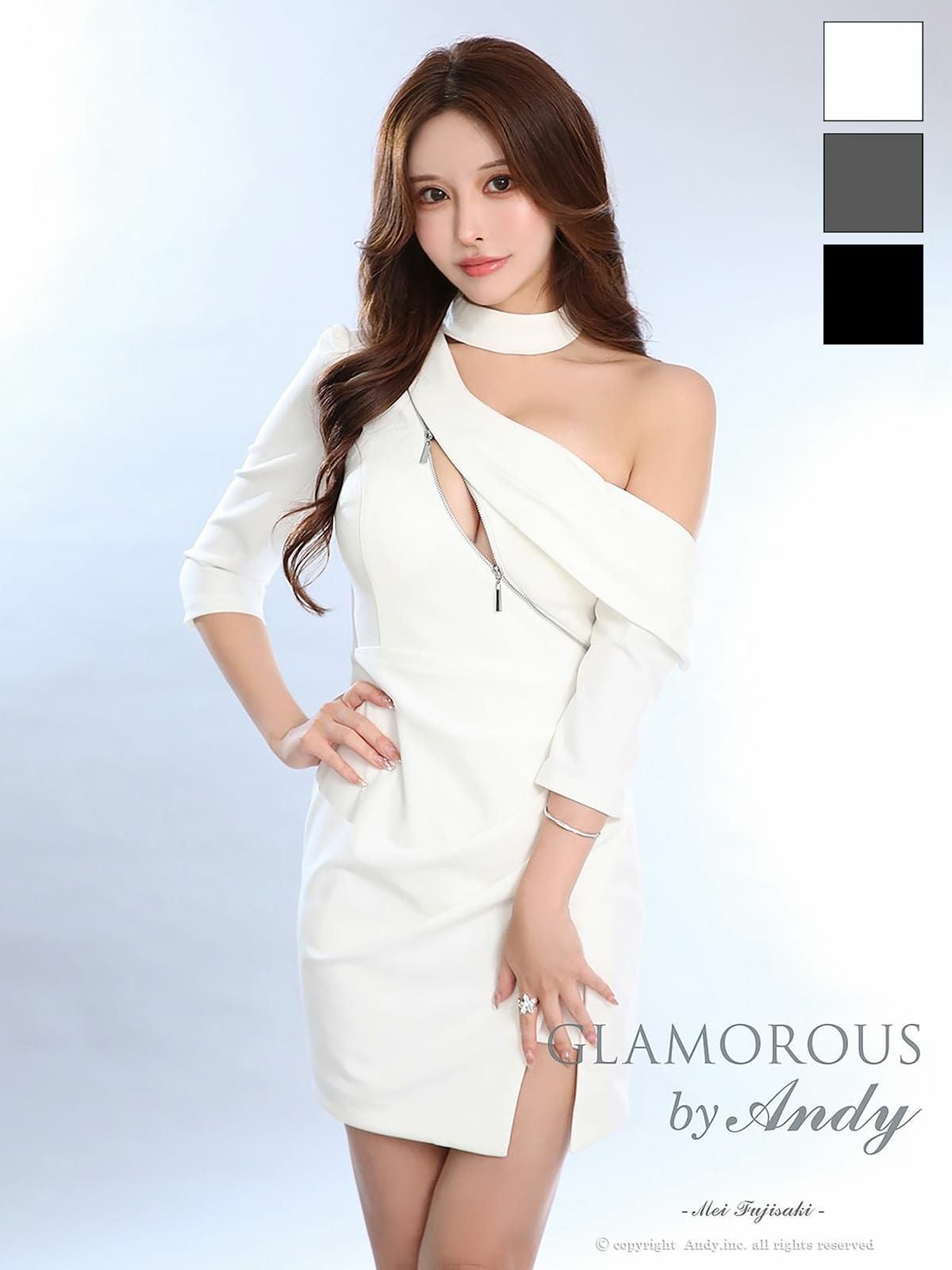 GLAMOROUS/グラマラス】ワンショルダー 袖あり 取り外し可能 ジップ