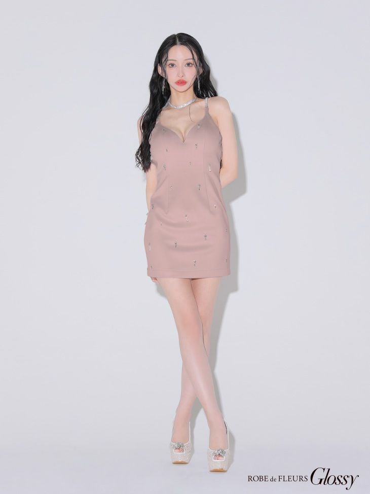 Glossy by ROBE de FLEURS/グロッシー】キャミソール ビジューホルター