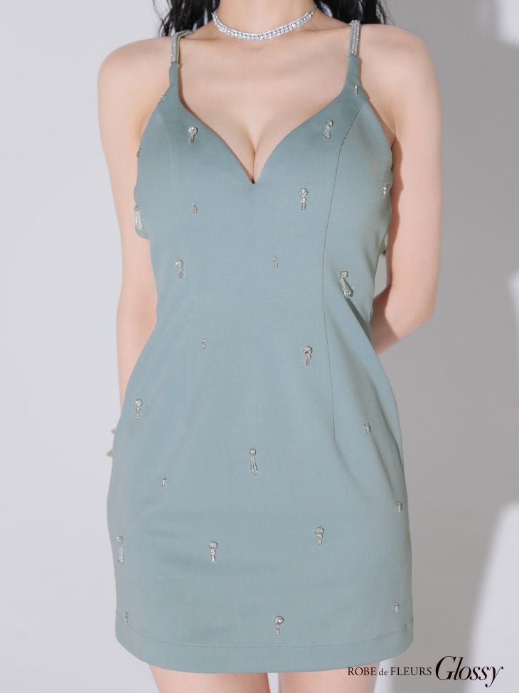 GlossybyROBEdeFLEURS/グロッシーキャミソールタイトミニドレス Glossy by ROBE de FLEURS/グロッシー】キャミソール ビジューホルター