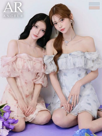 キャバドレス Angel R エンジェルアール 2way オフショルダー 肩あき フリル 花柄 フレアミニドレス