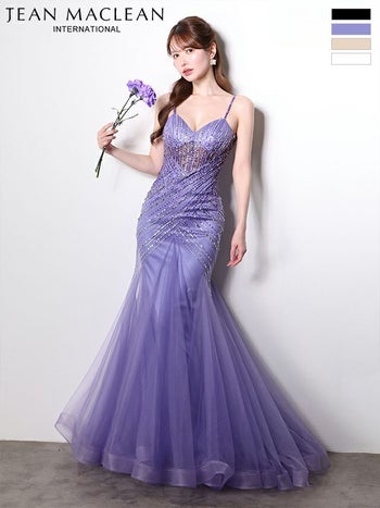 キャバドレス JEANMACLEAN ジャンマクレーン キャミソール ハートカット バックスピンドル スパンコール チュール バースデー マーメイドロングドレス