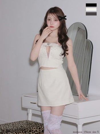 キャバドレス ROBEdeFLEURS ローブドフルール ビジュー セットアップ バストリボン ガーリー キャミソール タイトミニドレス