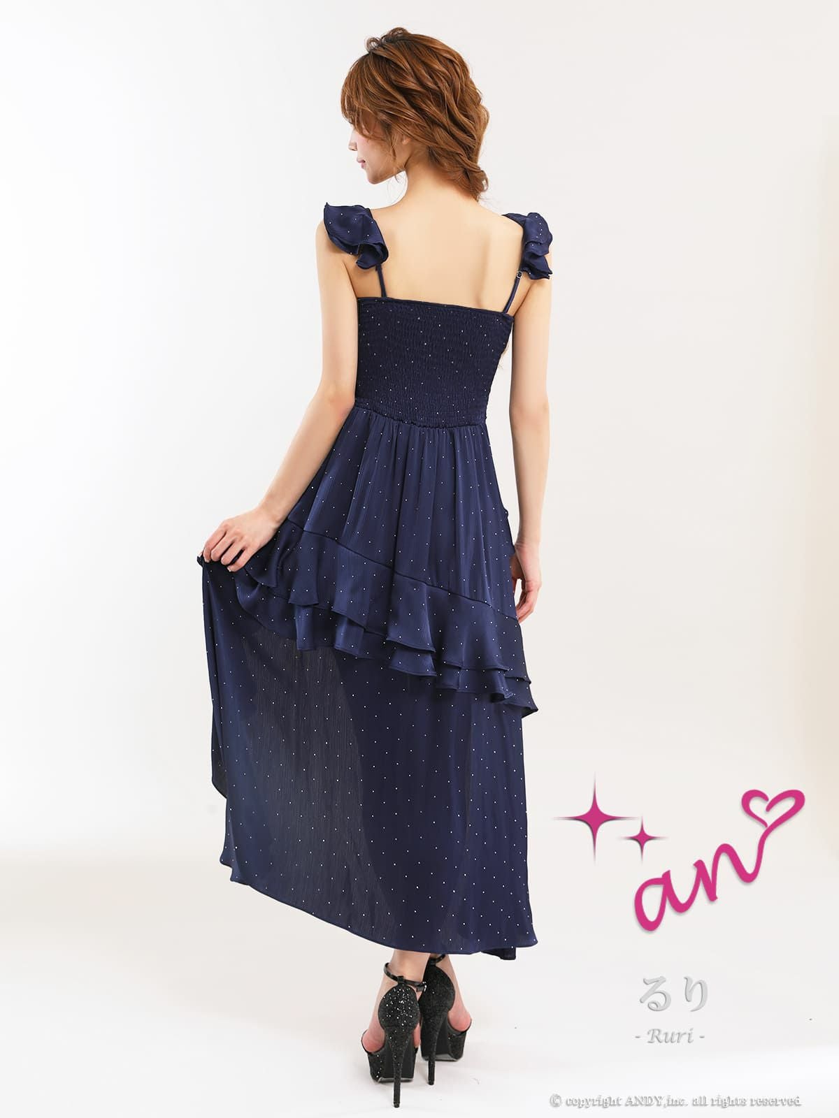 an/アン】2way キャミソール ベアトップ ジップデザイン ビジュー