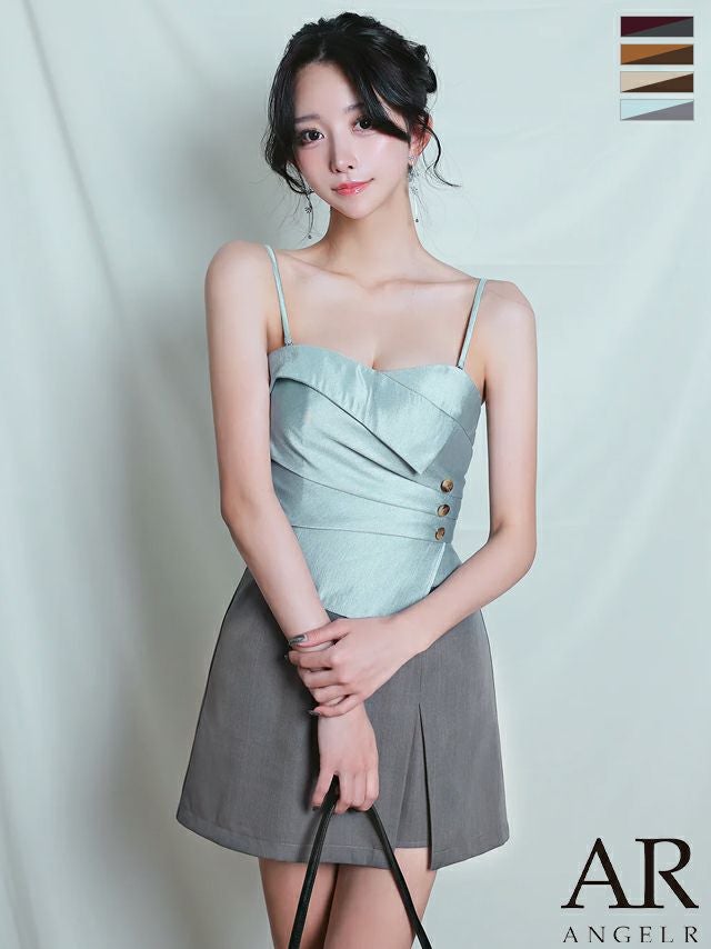 キャバドレス Angel R エンジェルアール キャミソール ボタン セットアップ 2way ベア バイカラー フレアミニドレス