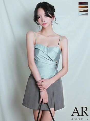 キャバドレス Angel R エンジェルアール キャミソール ボタン セットアップ 2way ベア バイカラー フレアミニドレス