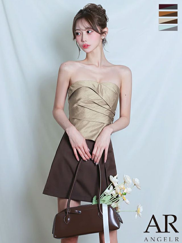 キャバドレス Angel R エンジェルアール ベア バイカラー キャミソール 2way ボタン セットアップ フレアミニドレス