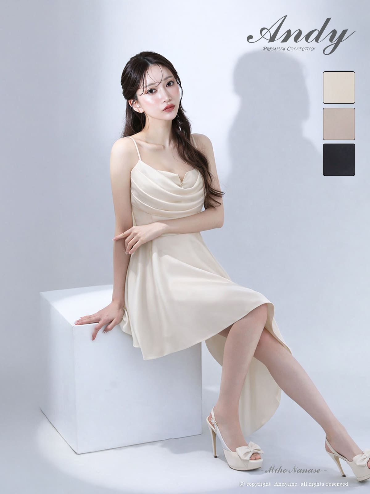 Andy/アンディ】キャミソール ジップデザイン ドレープ アシンメトリー