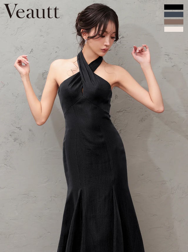 Veautt/ヴュート】バックオープン ワンカラー ホルターネック バック