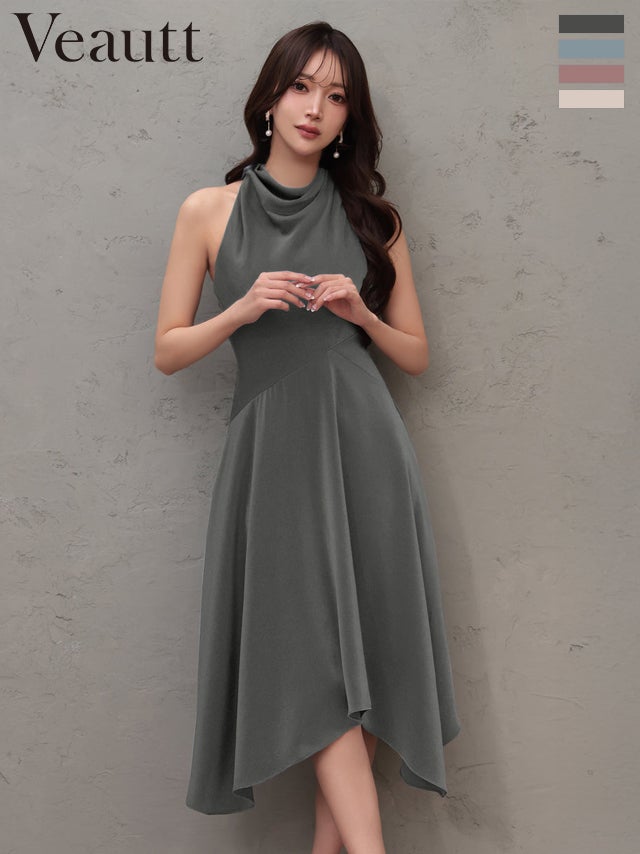 Veautt/ヴュート】ノースリーブ ネックデザイン アシンメトリー ワン