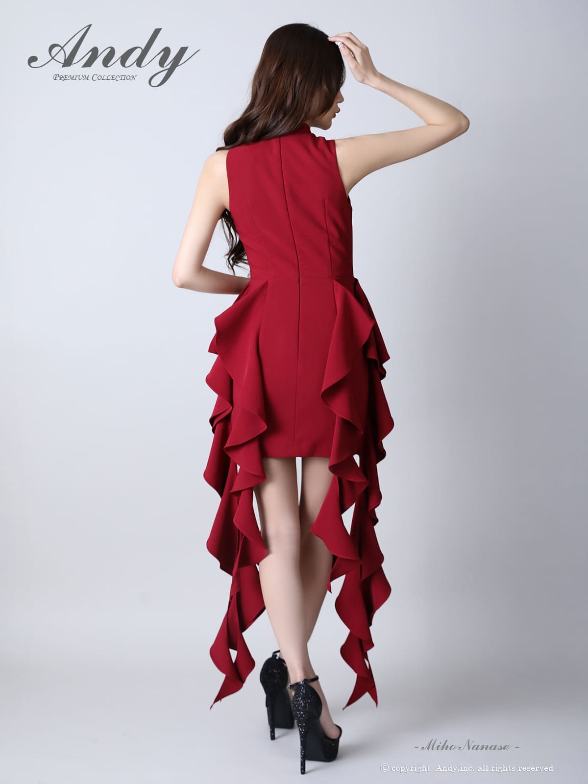 Andy/アンディ】ノースリーブ ジップデザイン フリル ワンカラー