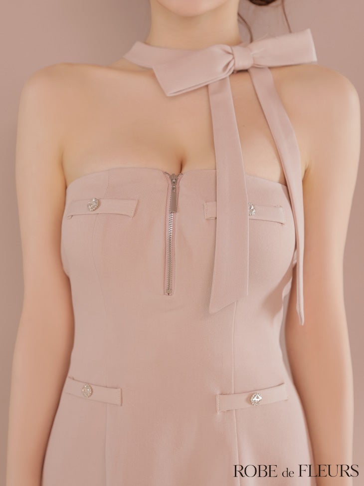 ROBEdeFLEURS/ローブドフルール】ネックリボン ジップデザイン