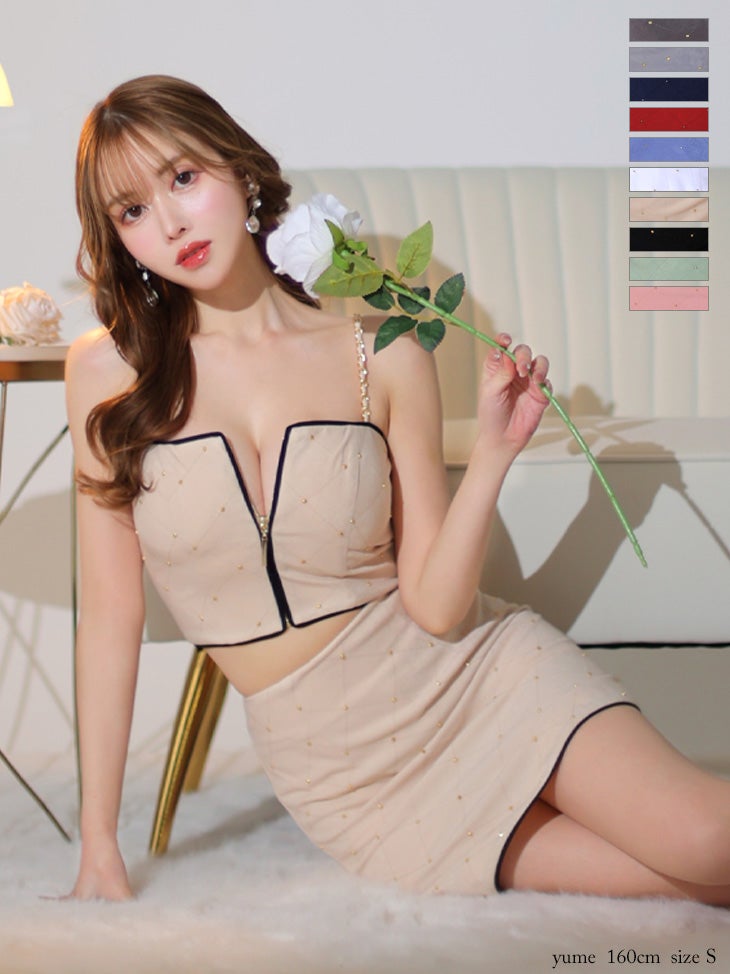 Glossy by ROBE de FLEURS/グロッシー】キルティング ジップデザイン