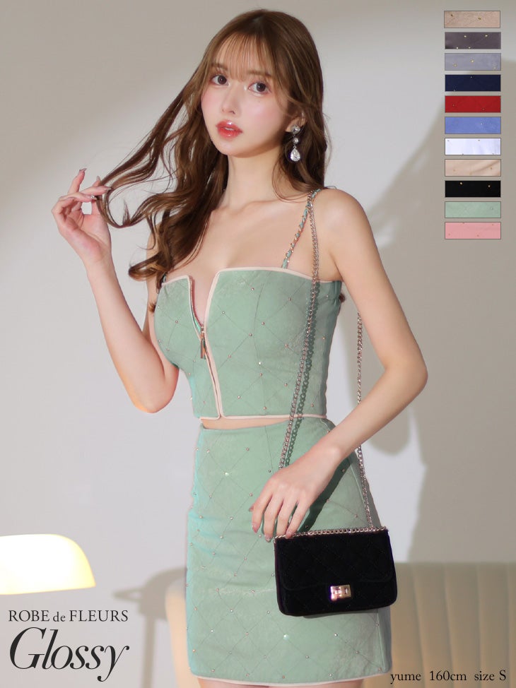 Glossy by ROBE de FLEURS/グロッシー】キルティング ジップデザイン