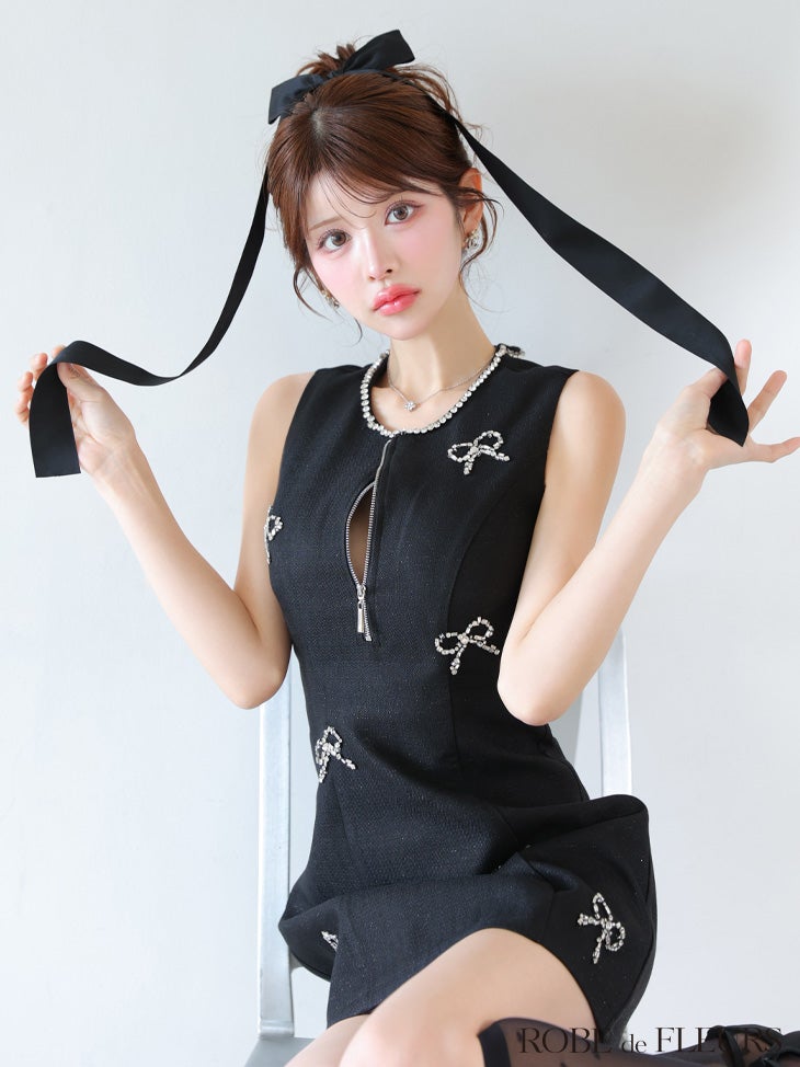 ROBEdeFLEURS/ローブドフルール】ジップデザイン ノースリーブ