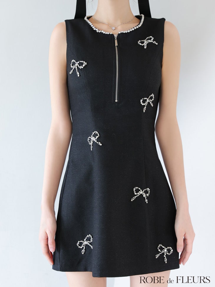 ROBEdeFLEURS/ローブドフルール】ジップデザイン ノースリーブ