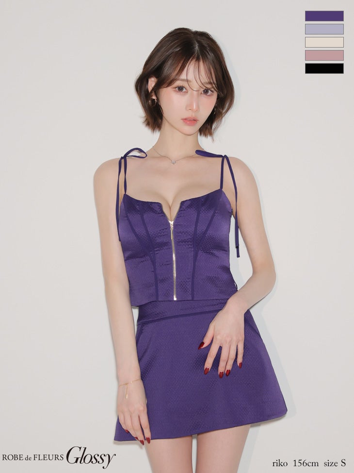 Glossy by ROBE de FLEURS/グロッシー】ジップデザイン リボン