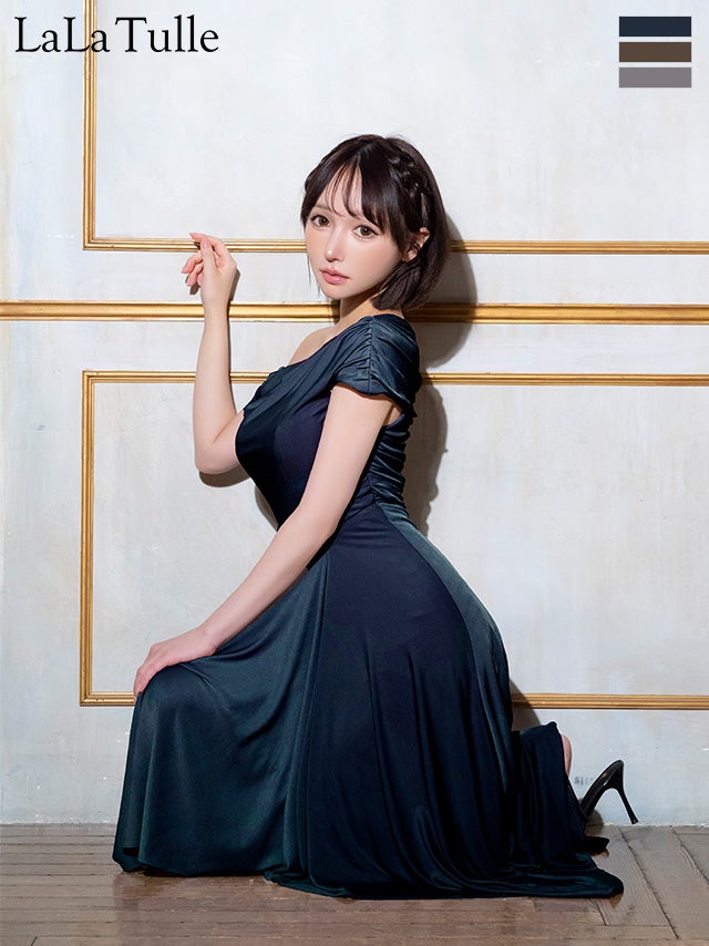 キャバドレス Veautt ヴュート アシンメトリー ドレープ ワンショルダー エレガント Aラインロングドレス