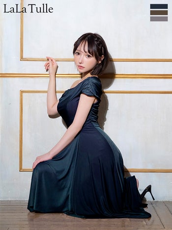 キャバドレス Veautt ヴュート アシンメトリー ドレープ ワンショルダー エレガント Aラインロングドレス